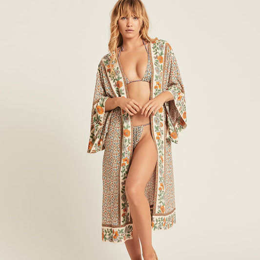 Cotton Beach Cover up Print Bathing suit cover up Swimwear Women Summer Dress